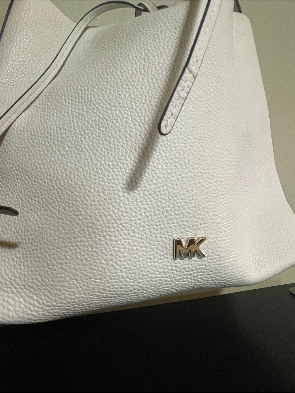 Michael Kors White Pebbled Leather Shoulder Bag